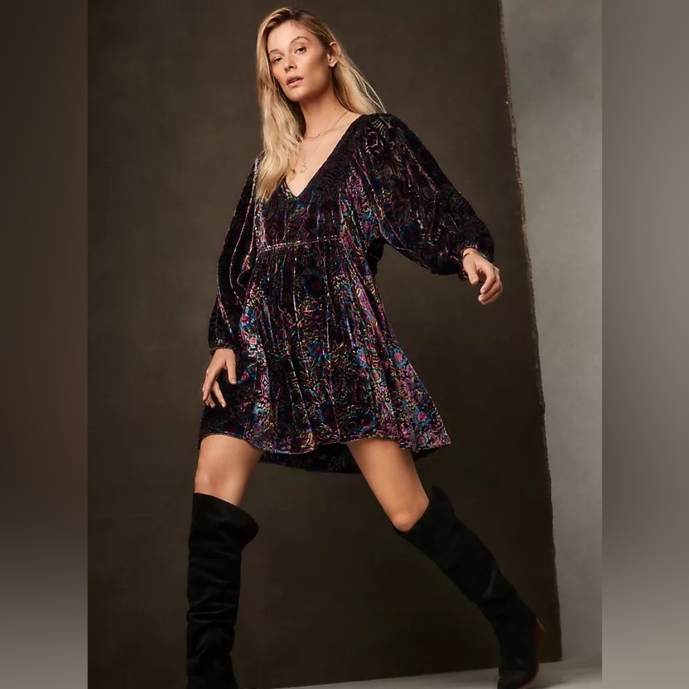 Mona Burnout Velvet Mini Dress - Picture 5 of 16